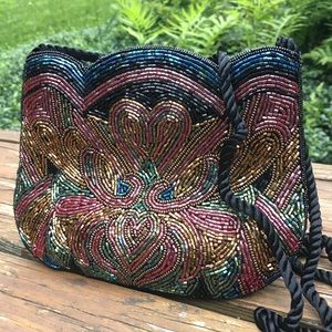 Vintage beaded crossbody clutch